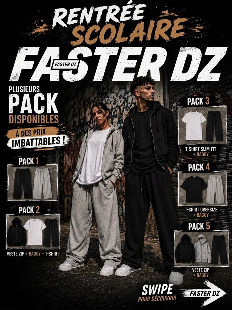 Pack Rentrée Scolaire Streetwear — FASTER DZ (6 Packs au Choix)